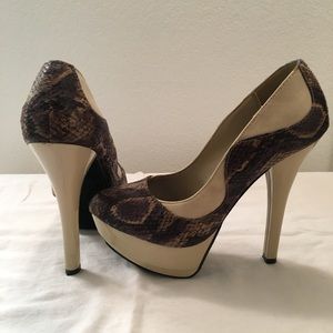 Snake Skin and Tan Heels
